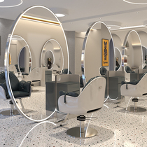 Hair salon mirror table barber shop hair salon special hair cutting single double-sided integrated LED with light floor net red mirror