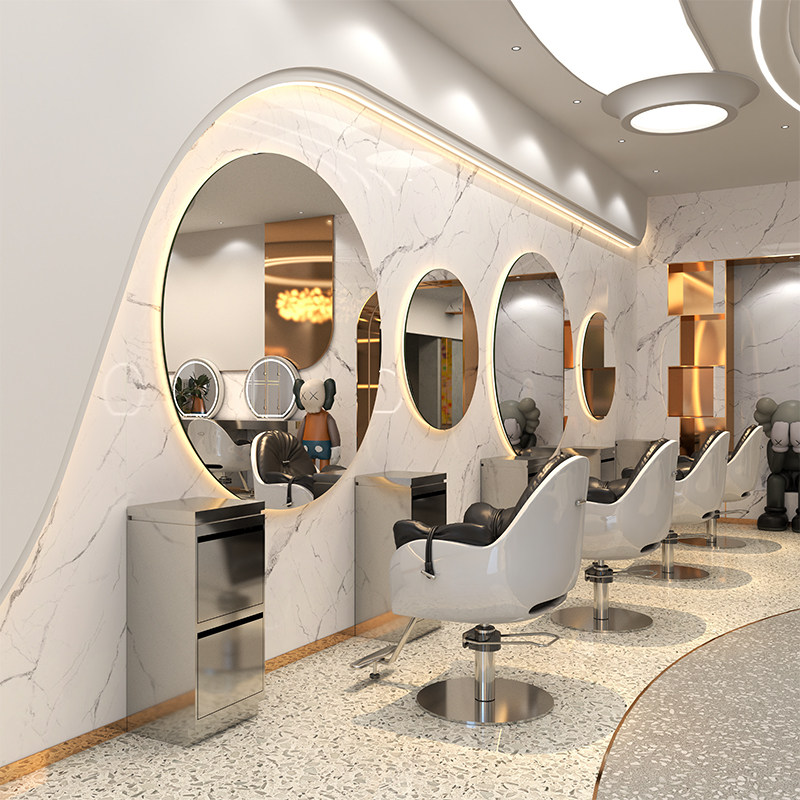 Hairdry hair cutting round mirror hairdresser net red hair gallery special single-sided hot wall wall hanging mirror