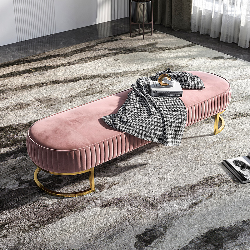 Eurostyle Bedtail Modern Light Lavish Iron Art Sofa Changing Shoes Stool Bedroom Bench stool Entrance Minimalist Creativity