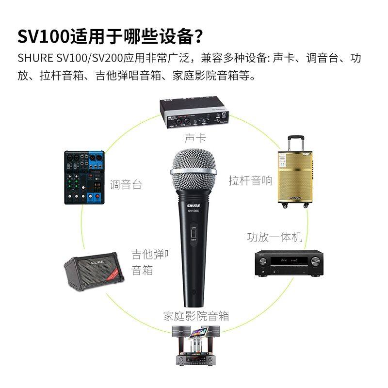 Проводной динамический микрофон Shure SV200 с настольным кронштейном