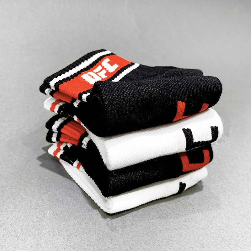 UFC casual socks set brand sale pure cotton breathable stretch comfort two-tone monochrome personality 4 pieces