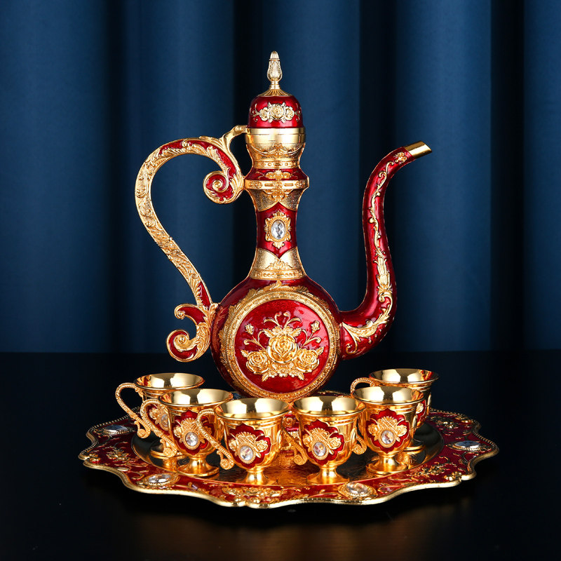 Nordic old wine pot household liquor wine set dining room light luxury liquor glass creative metal wine glass Russian ornaments