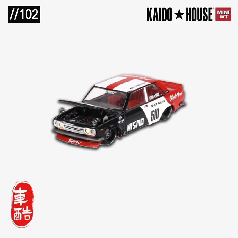 [in Stock] Mini Gt Kaido House No. 102 Black, White, Red Datsun 510