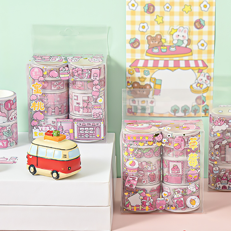 8 rolls of chestnut gentleman and paper tape set cute Japanese hand account tape color paper tape hand account stickers diy decorative stickers cartoon student small fresh girl hand account material gift package