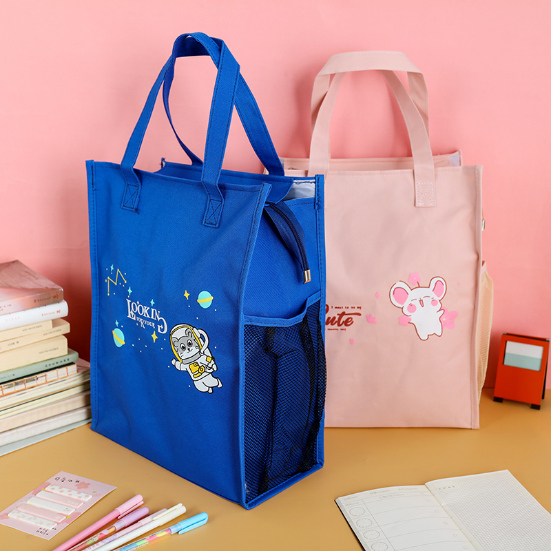 Hand carrying book bag document bag tote bag canvas elementary school students with art make-up tuition tuition bag middle school students vertical Korean version of Oxford cloth children large capacity women's simple book storage bag 8k