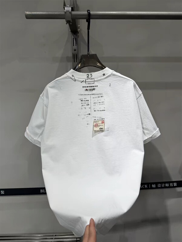 Ao High-End Pure Cotton Heavyweight Letter-Printed Ripped Rivet Short-Sleeve T-Shirt for Men, Trendy Brand, Loose Casual Base Shirt