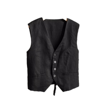 Japanese linen vest for womens summer commuting versatile retro stacked waistcoat ramie cotton linen sleeveless vest