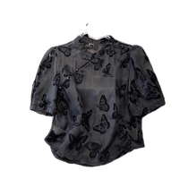 New Chinese style chiffon short-sleeved shirt for women summer thin heavy-duty butterfly embroidered shirt puff-sleeved top