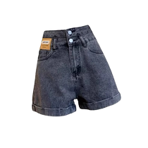 High-waist curled denim shorts for women summer 2024 new loose slimming versatile a-line wide-leg hot pants for small people