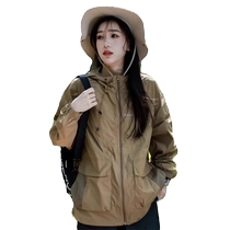 Mountain style workwear hooded sun protection clothing for women 2024 summer new outdoor light and breathable anti-UV sun protection clothing