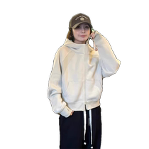 European style fashionable hooded raglan sleeve sweatshirt jacket for women spring and autumn new casual loose sports zipper cardigan