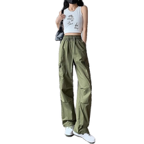 American overalls for women summer new style slim pants high-waisted slim straight pants quick-drying pants drawstring casual pants