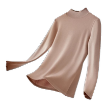 One-piece velvet thermal underwear for women in winter plus velvet thick sweater tight thermal clothing half turtleneck knitted bottoming shirt