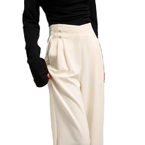 New Chinese style pants Chinese style narrow version wide leg pants for women 2024 spring new style high-end buckle drape casual suit pants