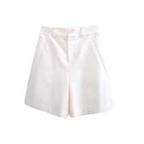 White shorts for women new summer style high-waisted slim wide-leg medium pants small casual suit pants five-quarter pants