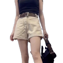 White denim shorts for women new summer style large size high waist pear-shaped body slimming a-line wide-leg pants versatile hot pants