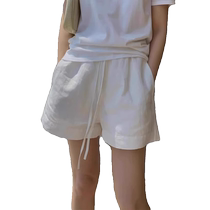White shorts for women 2024 summer new style high-waisted loose a-line wide-leg pants for small people retro versatile hot pants
