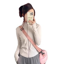 Short Slim Stand Collar Ice Silk Cool Sun Protection Clothing for Women Summer New Anti-UV Sports Yoga Sun Protection Clothing