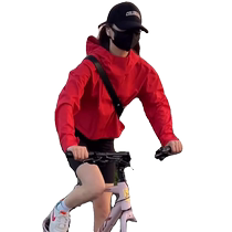 Red hooded sun protection jacket for women summer new fashion versatile outdoor cycling and mountaineering clothing thin jacket