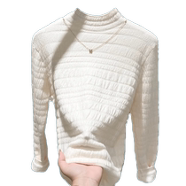 Thermal underwear for women in winter plus velvet thickened mink velvet sweater cotton sweater half turtleneck one-piece velvet knitted bottoming shirt