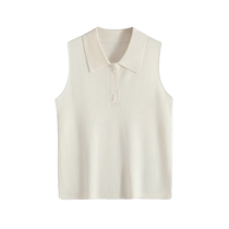 Shirt collar vest for women worsted wool knitted sleeveless bottoming sweater layered with polo collar sleeveless shirt