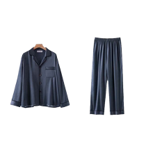 Pyjama en soie pour hommes ensemble deux pièces à manches longues vêtements de maison en satin pour papa dâge moyen nouvelle collection printemps et automne