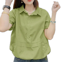 Chiffon shirt womens summer 2024 new short-sleeved belly-covering top stylish age-reducing shirt polo collar shirt