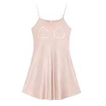 Womens Summer 2024 New Silk Nightgown with Breast Pad Ice Silk Suspender Pajamas Summer Thin Sky Silk Home Clothes