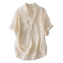 High-end Tencel linen short-sleeved shirt for women summer 2024 new temperament linen shirt small shirt ramie top