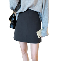 Gray suit skirt for women spring and autumn new style high-waisted slim professional hip skirt temperament commuting A-line short skirt