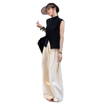 Black new Chinese style sleeveless shirt for women summer 2024 new style versatile slimming high-end design right shoulder top