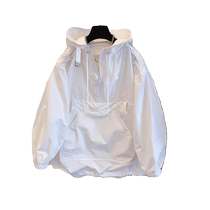 White American trendy brand mid-length jacket for women spring and autumn new loose casual hooded top jacket