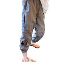 Gray quick-drying overalls for women summer thin leggings sweatpants drawstring high waist slim harem pants casual pants