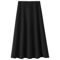 Black skirt for women summer new high-waist slimming skirt temperament commuting mid-length suit a-line umbrella skirt