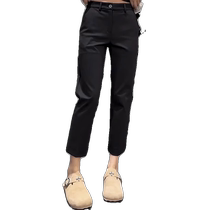 烟管裤女夏季新款黑色裤子高腰显瘦通勤西裤九分开叉直筒西装裤