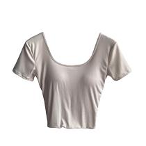 Black square neck short-sleeved T-shirt for women in summer sexy and beautiful straps breast pads backless bm pure lust hottie shoulder tops