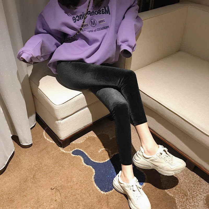 Autumn and Winter All-In-One Velvet Retro Velvet Leggings for Women to Wear High-Waisted Slimming Look Black Tight Elastic Pants for Small Feet Autumn and Winter All-In-One Velvet Retro Velvet Leggings for Women to Wear High-Waisted Slimming Look Black Tight Elastic Pants for Small Feet