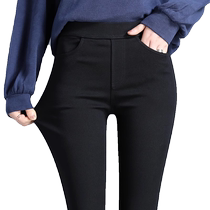 Black leggings for womens outer wear in autumn and winter high-waist tight pencil pencil pants boot pants stretch magic pants small black pants