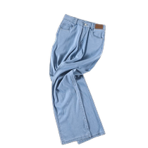 Tencel jeans womens summer thin straight high waist light color drape slim ice silk elastic waist narrow wide leg pants