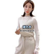 Half-height knitwear sweatshirt female spring autumn lace splicing to take up the undershirt jacket with a little fragrant wind