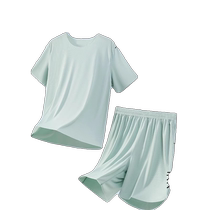 Modal ice silk mens pajamas summer day 2024 new short-sleeved shorts students and teenagers home clothes set