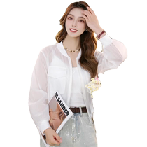 Fashionable and stylish ice silk workwear sun protection clothing short womens summer new casual versatile tulle outer shirt jacket