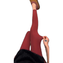 Red Shark Pants Womens Outerwear Spring Autumn and Winter Velvet High Waisted Tight Leggings Slimming New Years Wear Yoga Pants