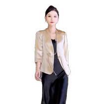 Brand high-end new Chinese style acetic acid sunscreen suit jacket for women summer new high-end temperament small suit