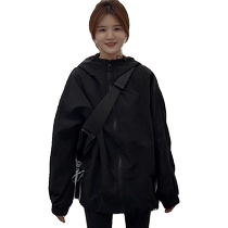 European fashionable black jacket for women spring and autumn new style age-reducing versatile American style casual windproof jacket