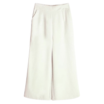 Ice silk wide leg cropped pants for women summer thin large size high waisted loose pear-shaped body straight nine-cent pants for small people