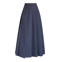 Gray suit pleated skirt for women spring and summer new high-waisted slimming A-line skirt elastic waist covering crotch mid-length skirt