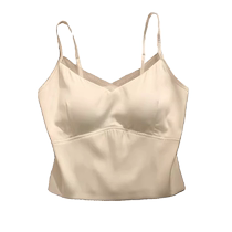 White camisole for women with breast pads sexy lace mesh V-neck short tube top bottoming suit