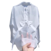 Light and slightly transparent ice silk white sun protection shirt jacket womens new summer sun protection clothing gauze outer wear cardigan