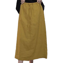 Cotton and linen retro high-waisted skirt for women summer new style loose thin linen straight skirt with drapey feel